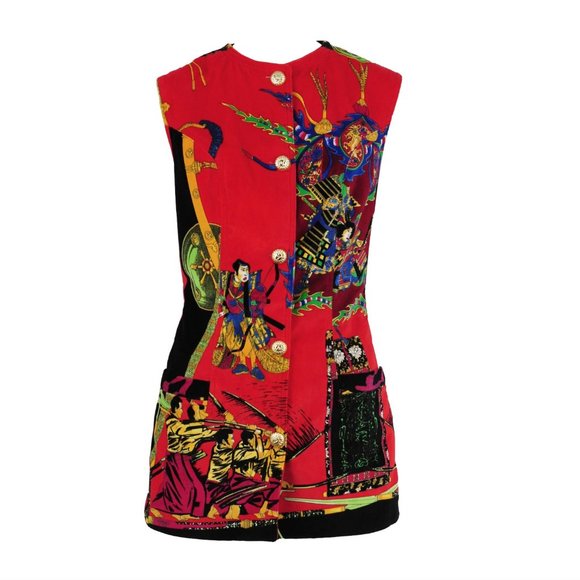 Versace Jackets & Blazers - Vintage Gianni Versace Red Samurai Vest Gold Buttons 44